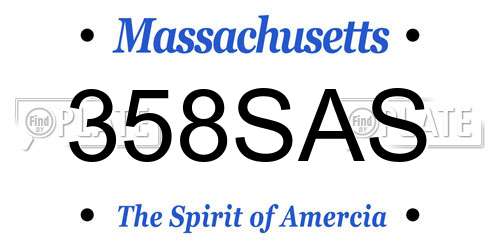 358SAS Massachusetts License Plate