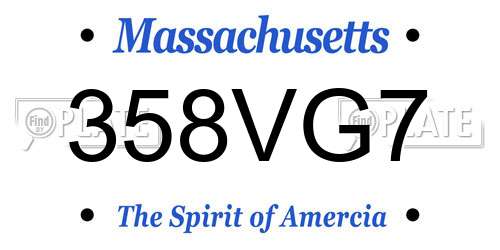 358VG7 Massachusetts License Plate