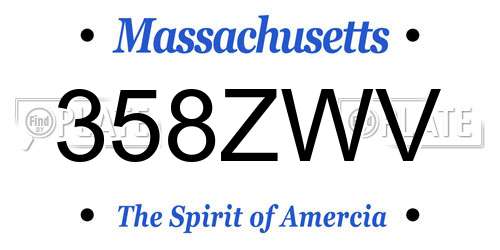 358ZWV Massachusetts License Plate