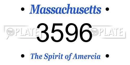 3596 Massachusetts License Plate