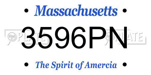 3596PN Massachusetts License Plate