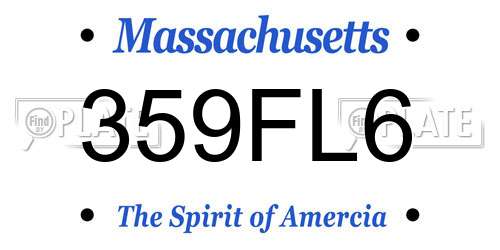 359FL6 Massachusetts License Plate