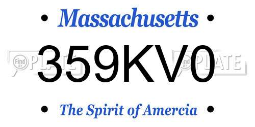 359KV0 Massachusetts License Plate