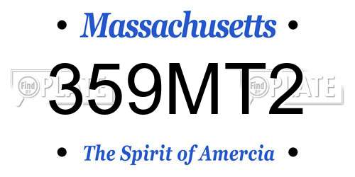 359MT2 Massachusetts License Plate
