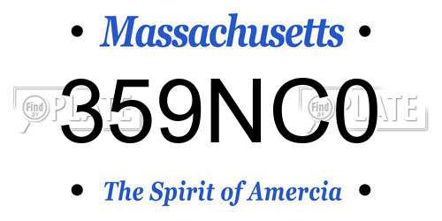 359NC0 Massachusetts License Plate