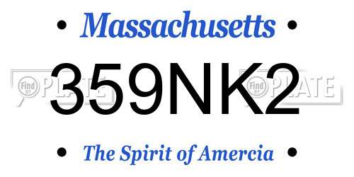 359NK2 Massachusetts License Plate