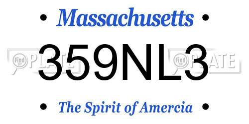359NL3 Massachusetts License Plate