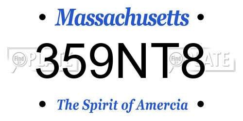 359NT8 Massachusetts License Plate