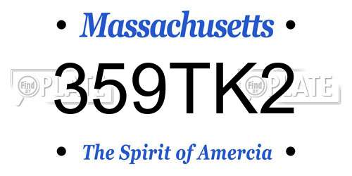 359TK2 Massachusetts License Plate
