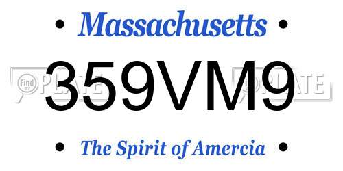 359VM9 Massachusetts License Plate