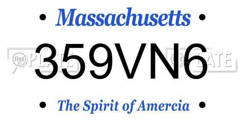359VN6 Massachusetts License Plate