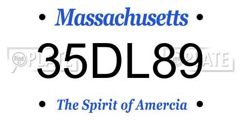 35DL89 Massachusetts License Plate