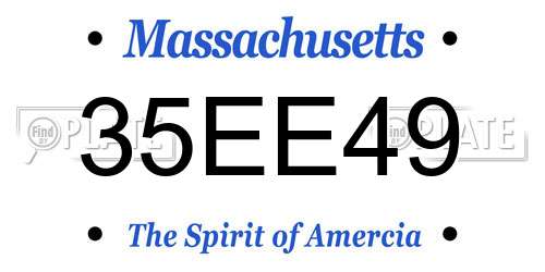 35EE49 Massachusetts License Plate