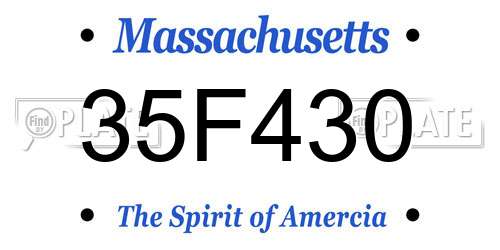 35F430 Massachusetts License Plate