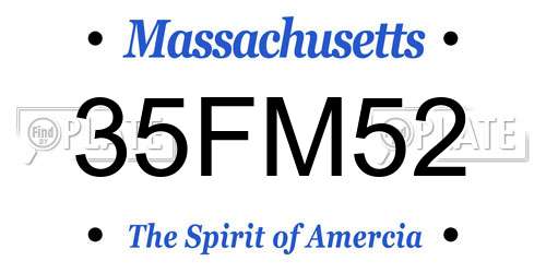 35FM52 Massachusetts License Plate