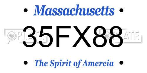 35FX88 Massachusetts License Plate