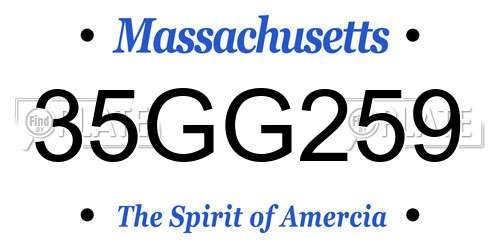 35GG259 Massachusetts License Plate