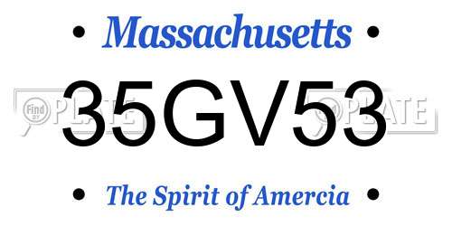 35GV53 Massachusetts License Plate