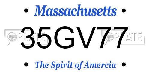35GV77 Massachusetts License Plate