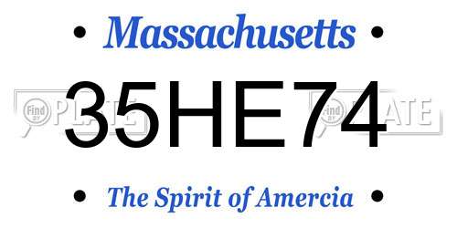 35HE74 Massachusetts License Plate