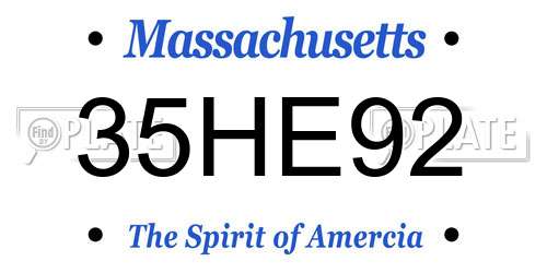 35HE92 Massachusetts License Plate