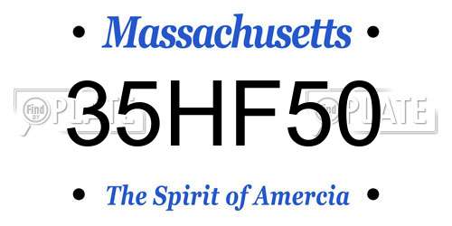 35HF50 Massachusetts License Plate