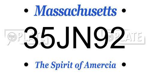 35JN92 Massachusetts License Plate