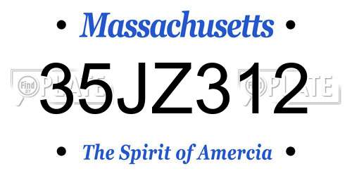 35JZ312 Massachusetts License Plate