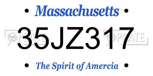 35JZ317 Massachusetts License Plate