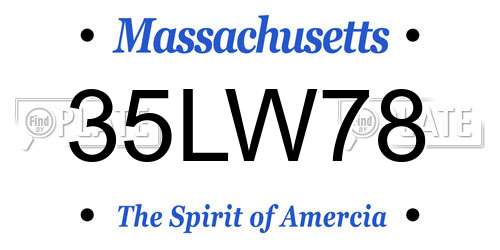 35LW78 Massachusetts License Plate