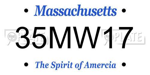 35MW17 Massachusetts License Plate