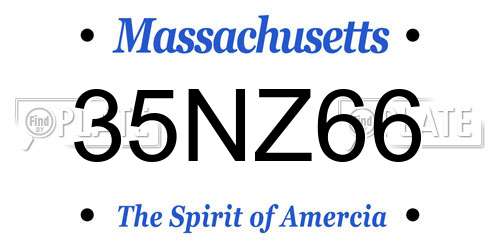 35NZ66 Massachusetts License Plate