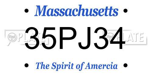 35PJ34 Massachusetts License Plate