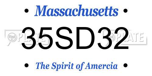 35SD32 Massachusetts License Plate