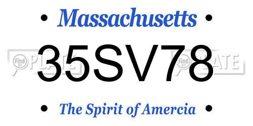 35SV78 Massachusetts License Plate
