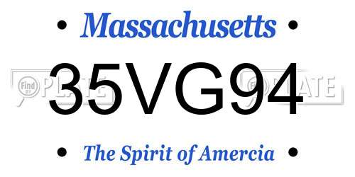 35VG94 Massachusetts License Plate