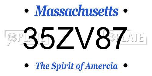35ZV87 Massachusetts License Plate