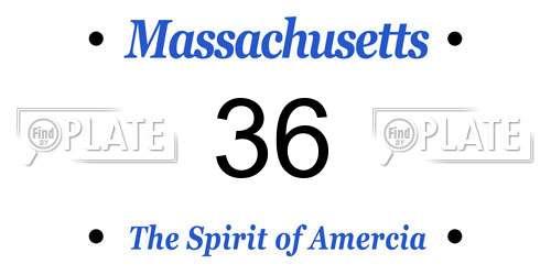 36 Massachusetts License Plate