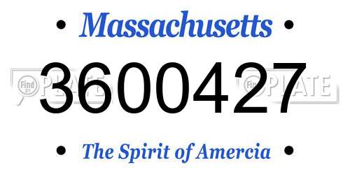 3600427 Massachusetts License Plate