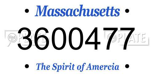3600477 Massachusetts License Plate