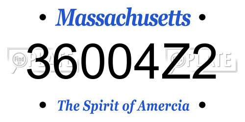 36004Z2 Massachusetts License Plate