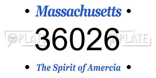 36026 Massachusetts License Plate