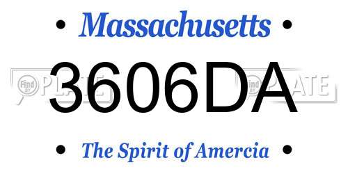 3606DA Massachusetts License Plate