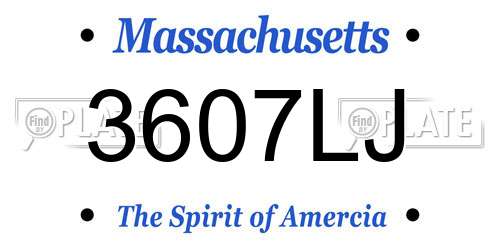 3607LJ Massachusetts License Plate