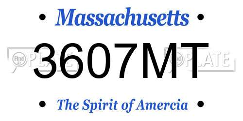 3607MT Massachusetts License Plate