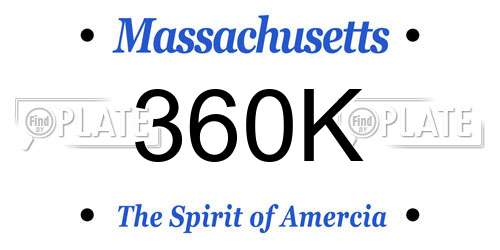 360K Massachusetts License Plate