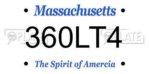 360LT4 Massachusetts License Plate