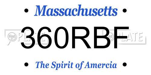 360RBF Massachusetts License Plate