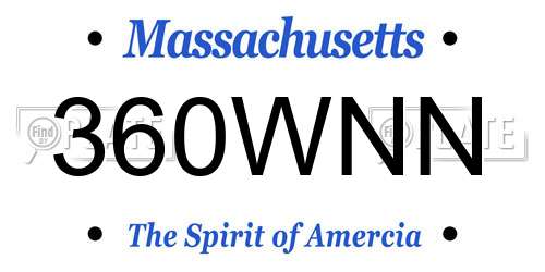 360WNN Massachusetts License Plate