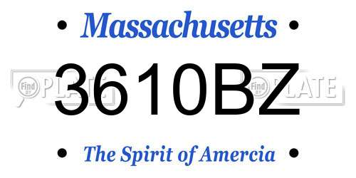 3610BZ Massachusetts License Plate